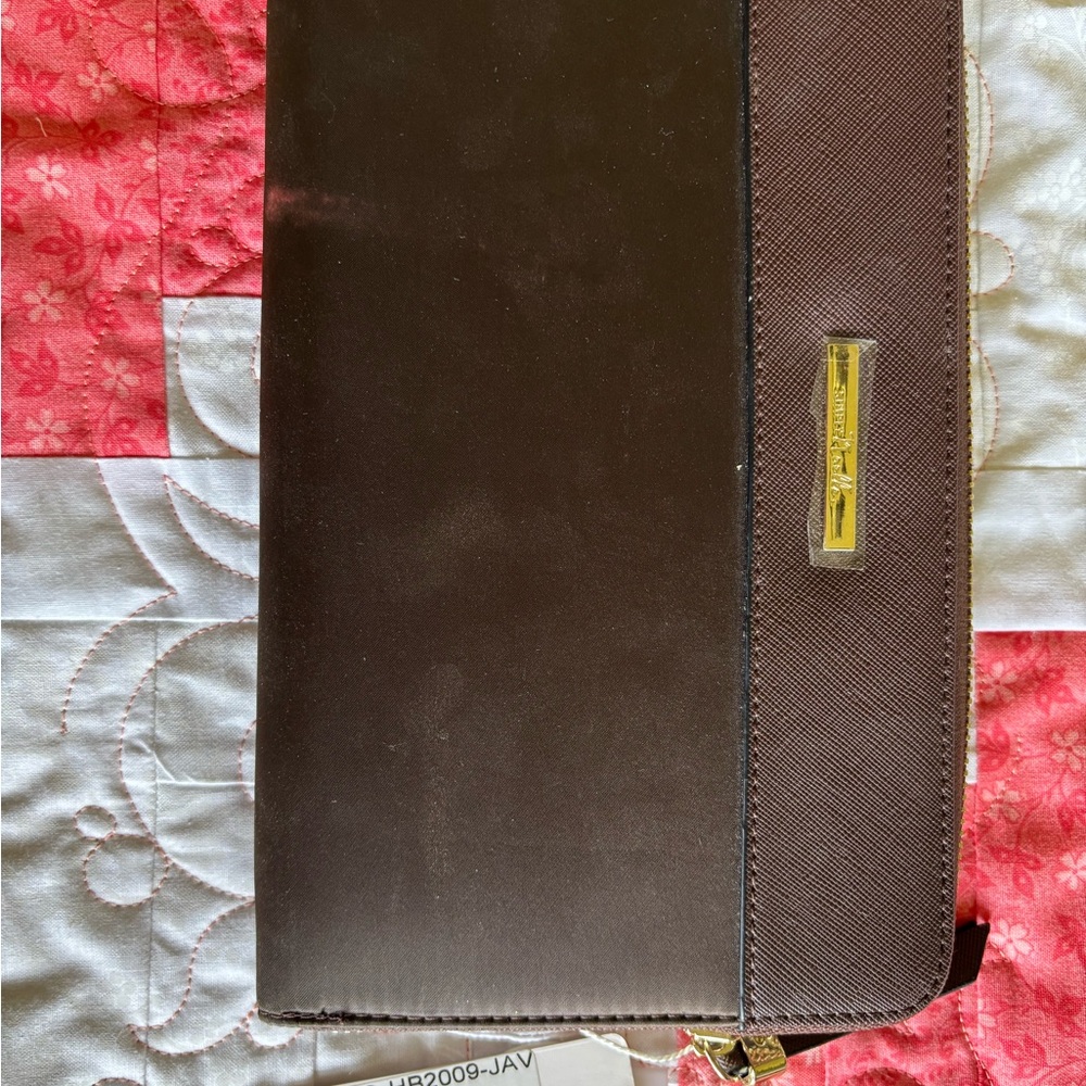 Simply Noelle Brown Leather Clutch with Stitching